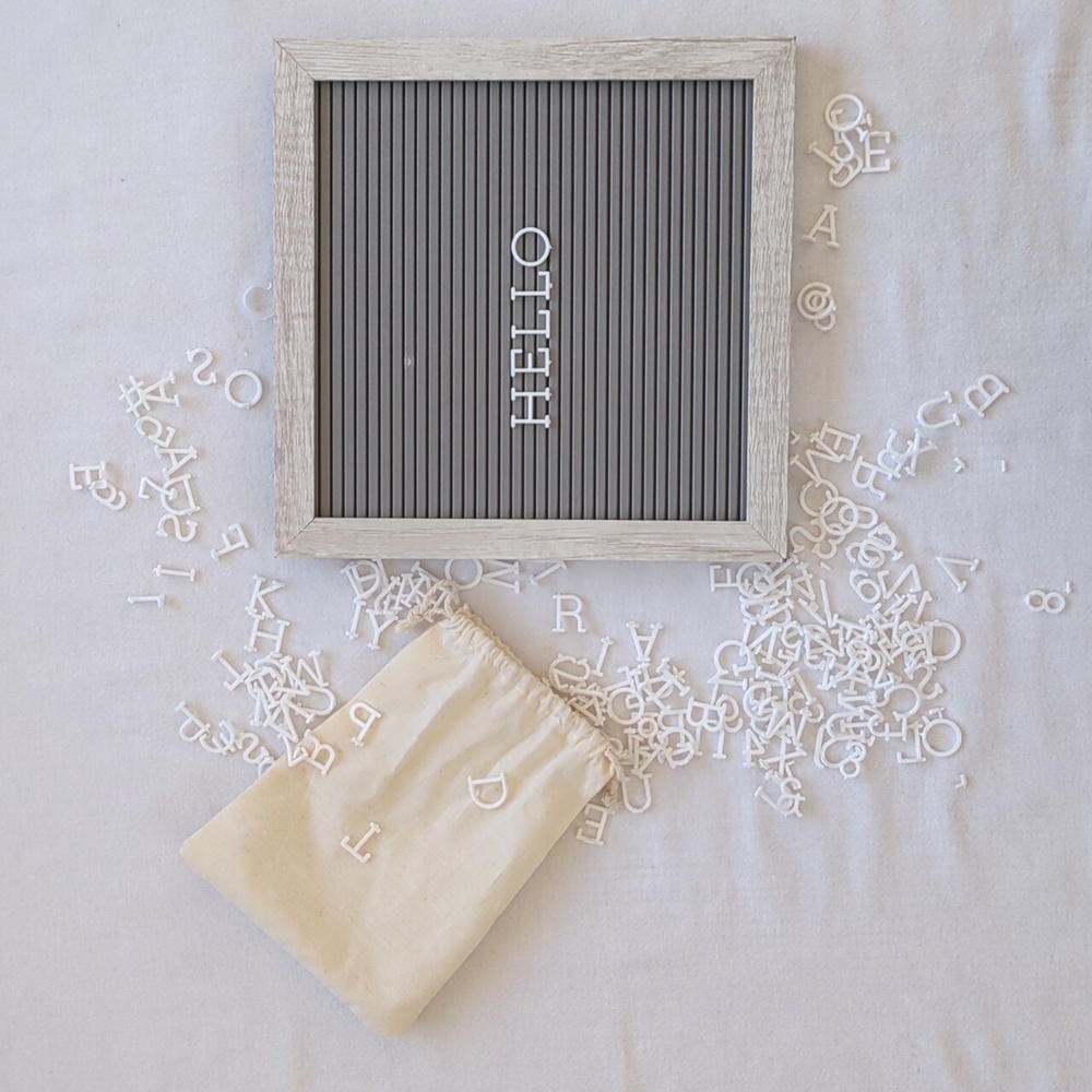 Chic Gray and White Letter Board with Pouch